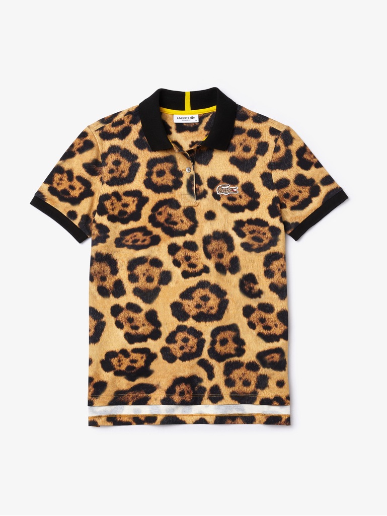 Lacoste X National Geographic Leopard Allover Print Mini Pique Polo Tee Size 32
